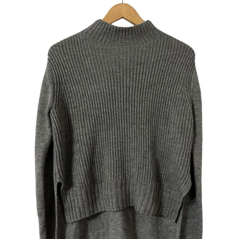 PROJECT NAADAM Gray High Low Knit Mockneck Sweater Pullover Top - Picture 5 of 8